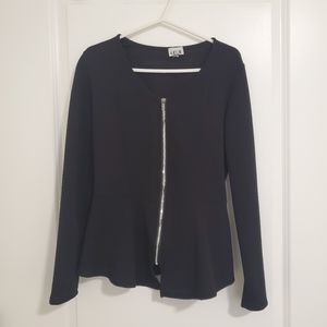 Black peplum top with silver zipper size L